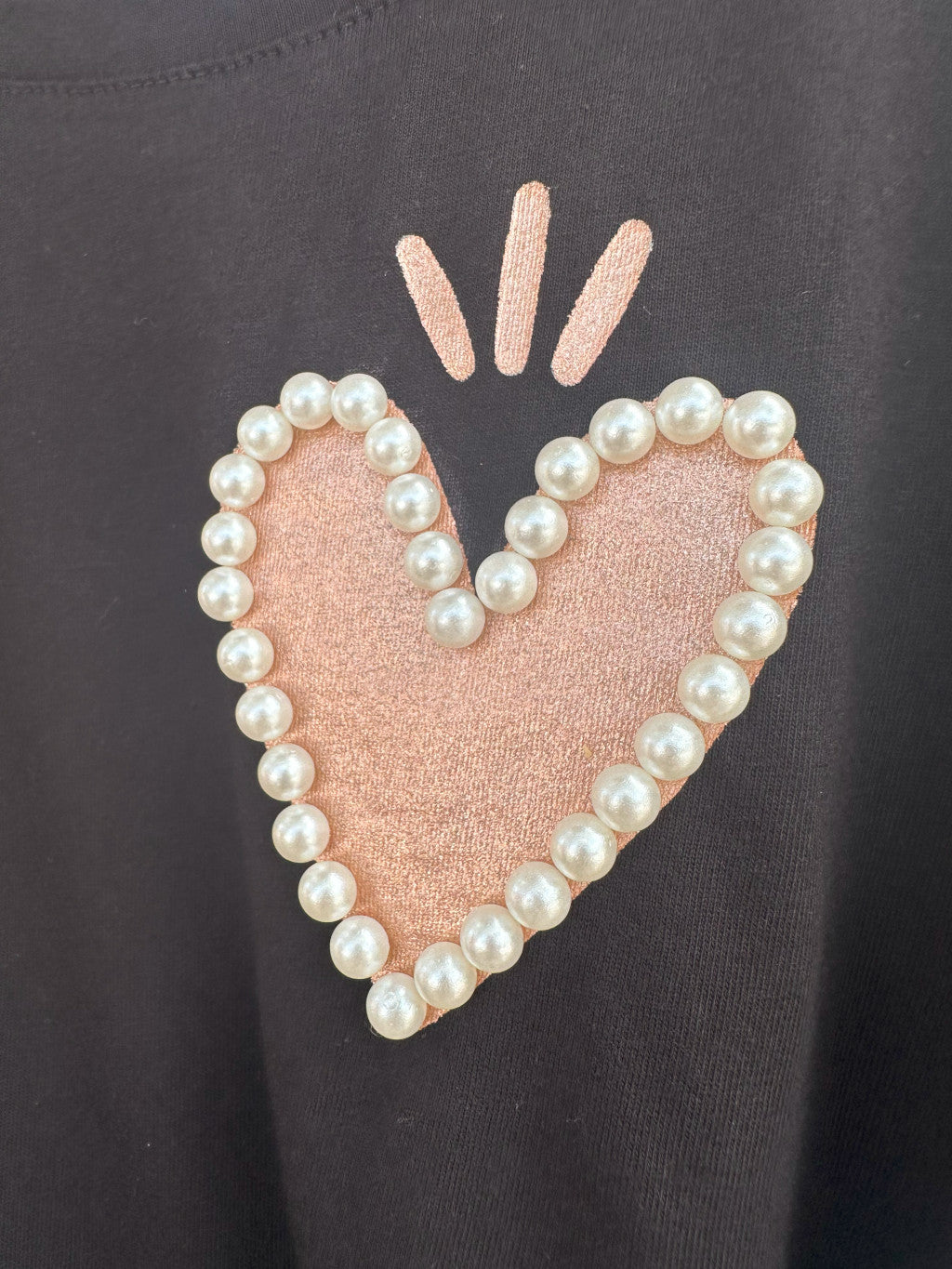 MOM HEART T-SHIRT BLACK-ROSE GOLD