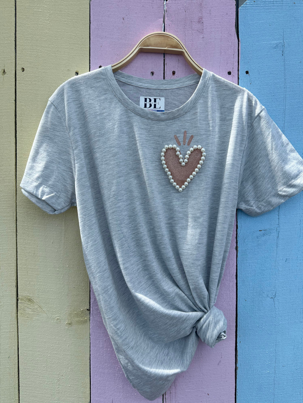 MOM HEART T-SHIRT GRAY-ROSE GOLD