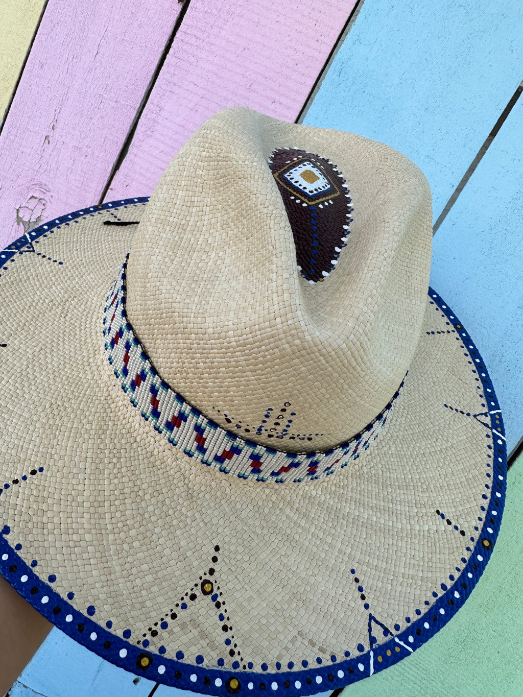 AGUADEÑO HAT PATTERN BURGUNDY-BLUE