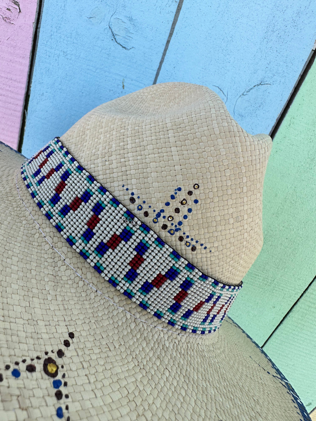 AGUADEÑO HAT PATTERN BURGUNDY-BLUE